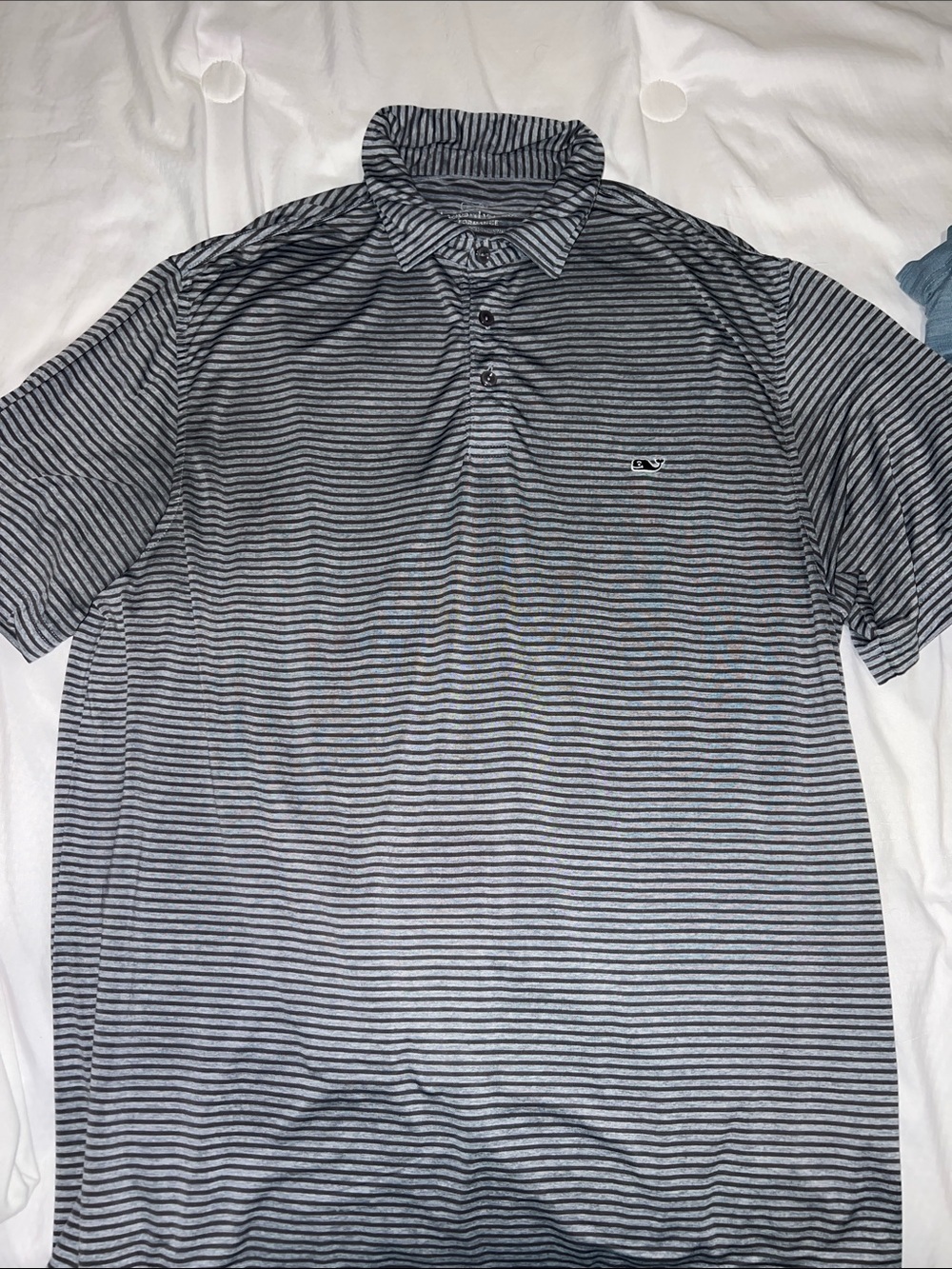 Vineyard Vines Gray & Black Striped Polo